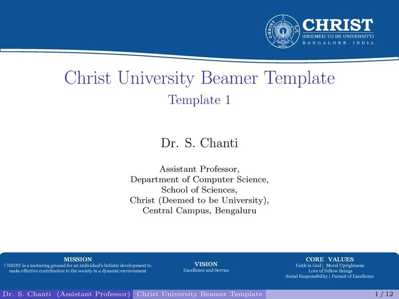 Chirst Univeristy LaTeX Beamer Template