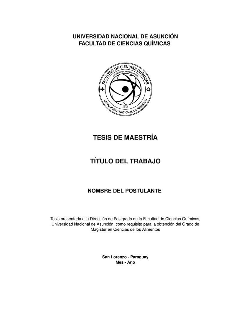 Formato de Tesis - Posgrado - Facultad de Ciencias Químicas - UNA