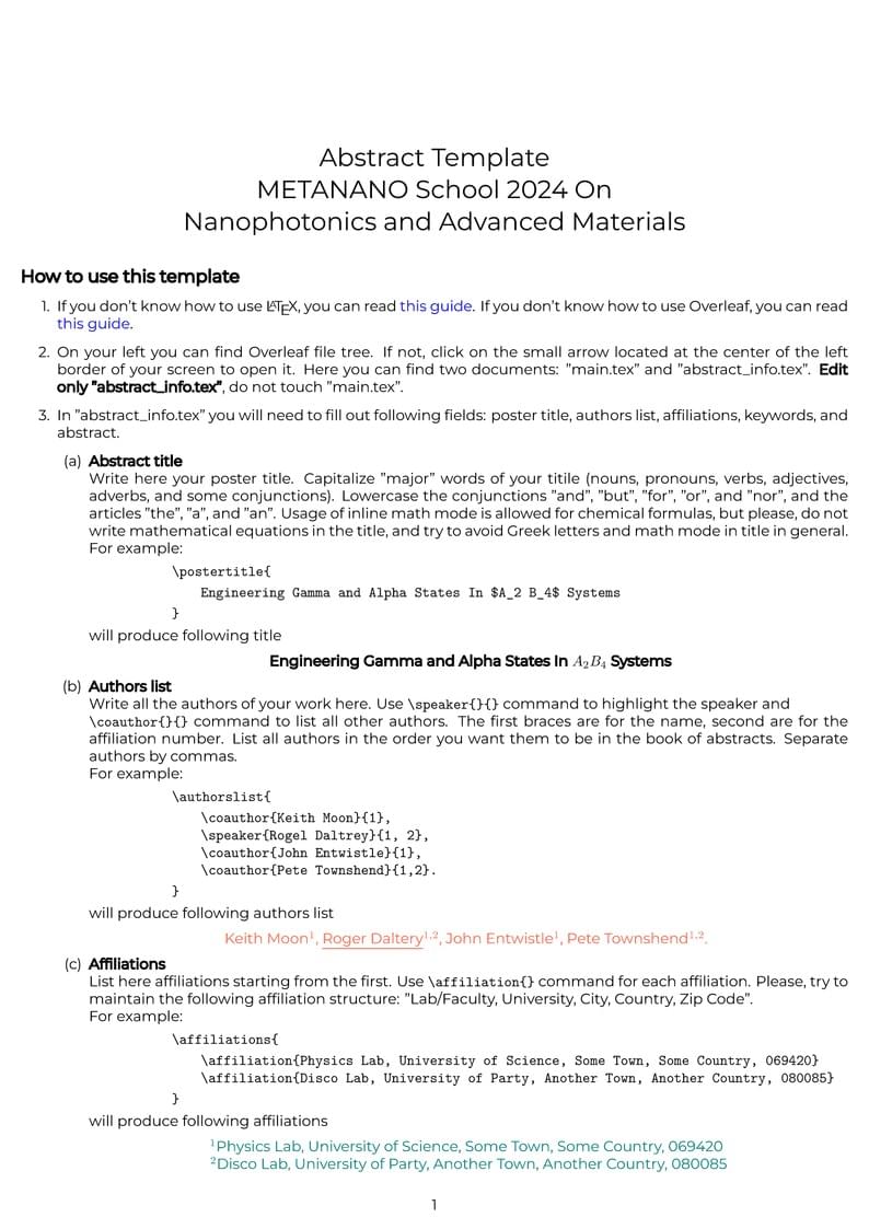 METANANO Summer School 2024 Abstract Template