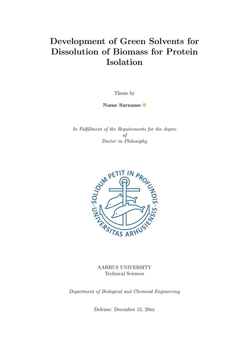 Aarhus University - Department of Biological and Chemical Engineering