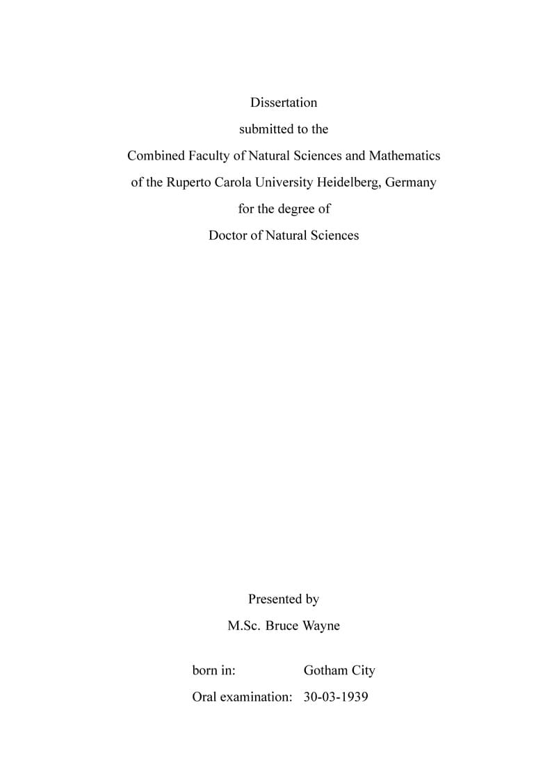 Heidelberg University PhD Thesis Template