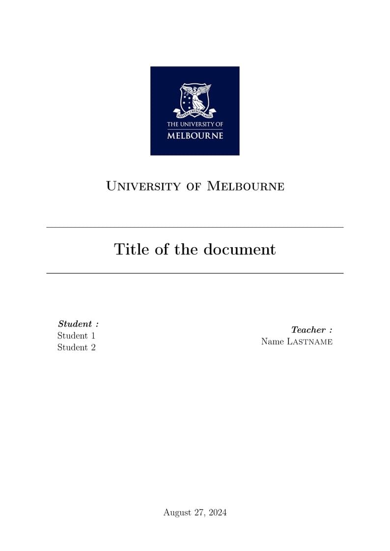 University of Melbourne (FEIT) - Report template