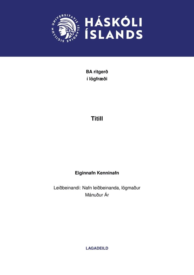 University of Iceland Law School BA thesis (Háskóli Íslands)