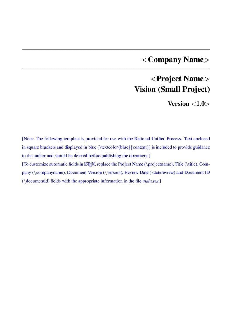 RUP - Vision Document (Small Projects)