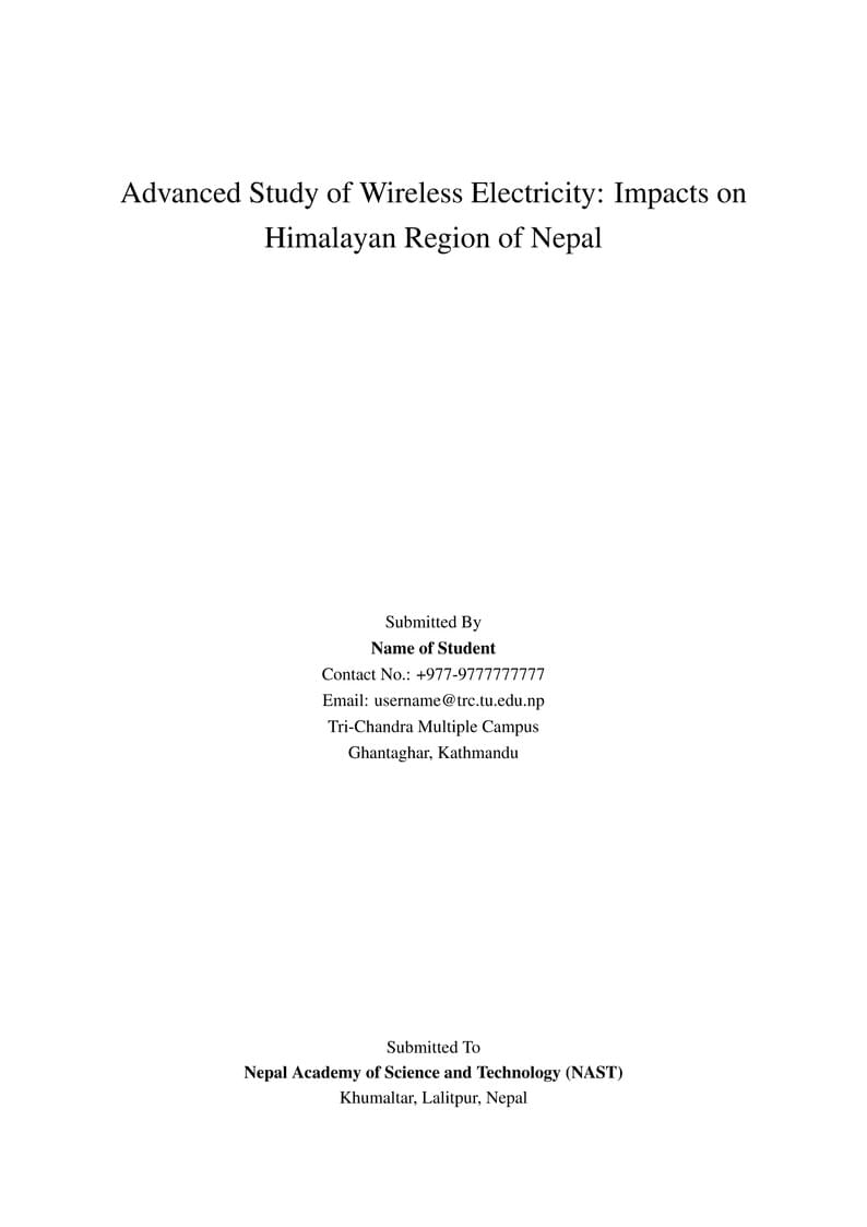 NAST Proposal Format (Young Scientist Grant)