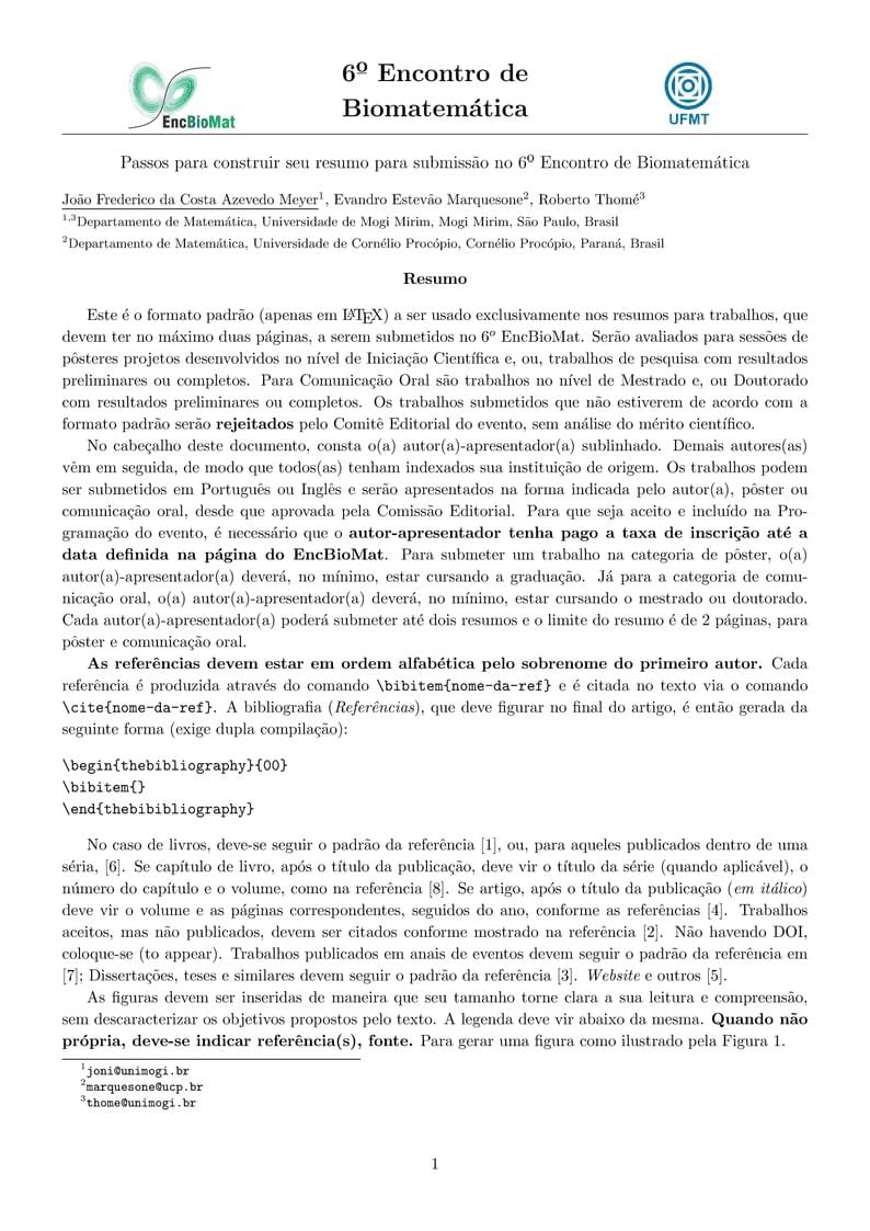 Modelo para Submissão de Resumos no EncBioMat 2025 | 6° EncBioMat