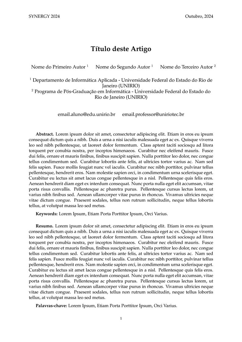 Template SYNERGY - UNIRIO