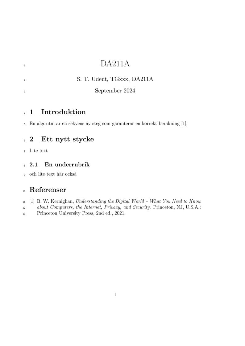 Malmö University, Department of Computer Science and Media Technology, LaTeX template 1st semester