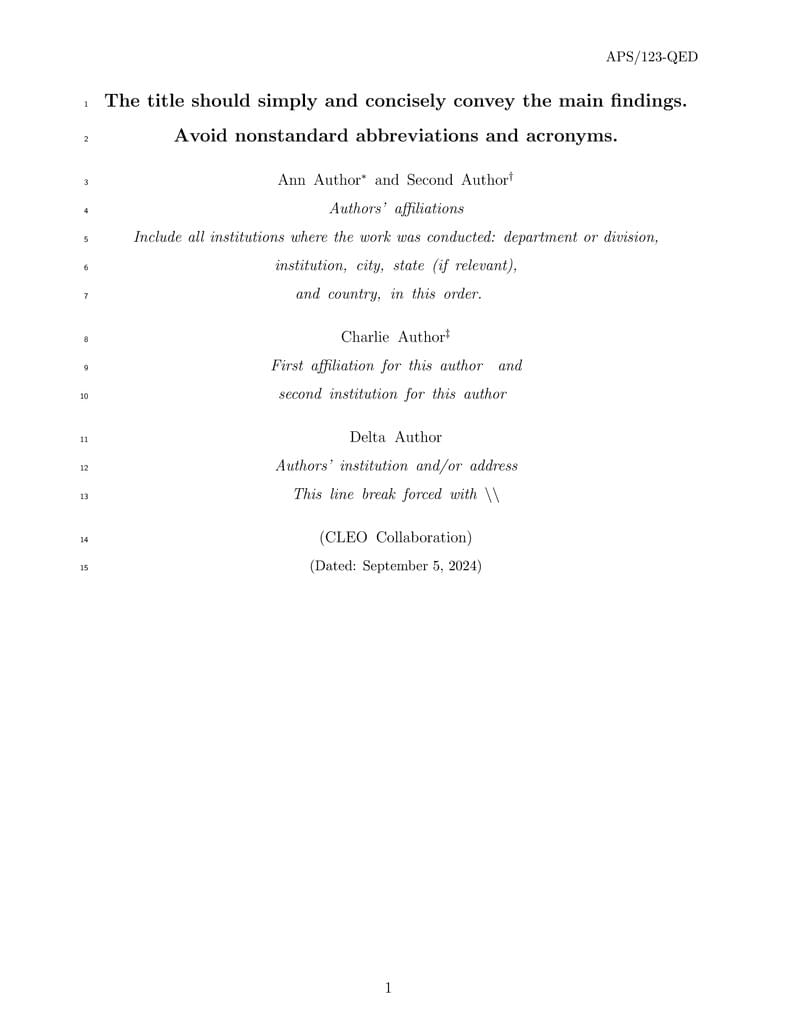 APS Physical Review Journals Template
