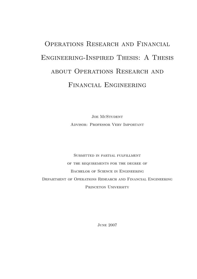 ORFE Senior Thesis Template