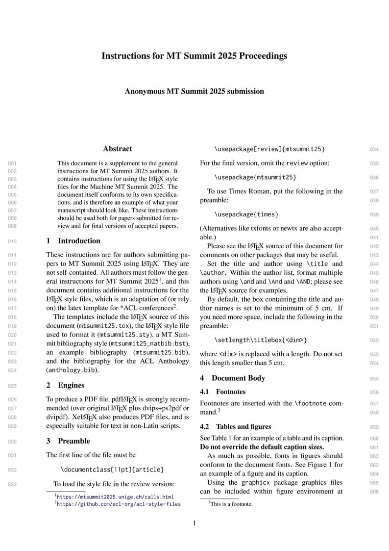 Instructions for Machine Translation Summit 2025 Proceedings