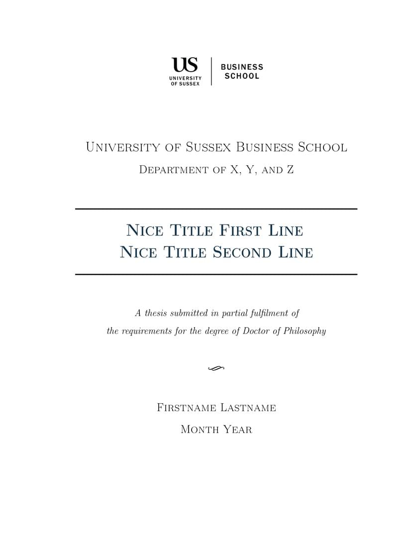 University of Sussex Business School Thesis Template