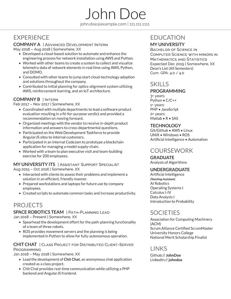 Deedy Resume Reversed