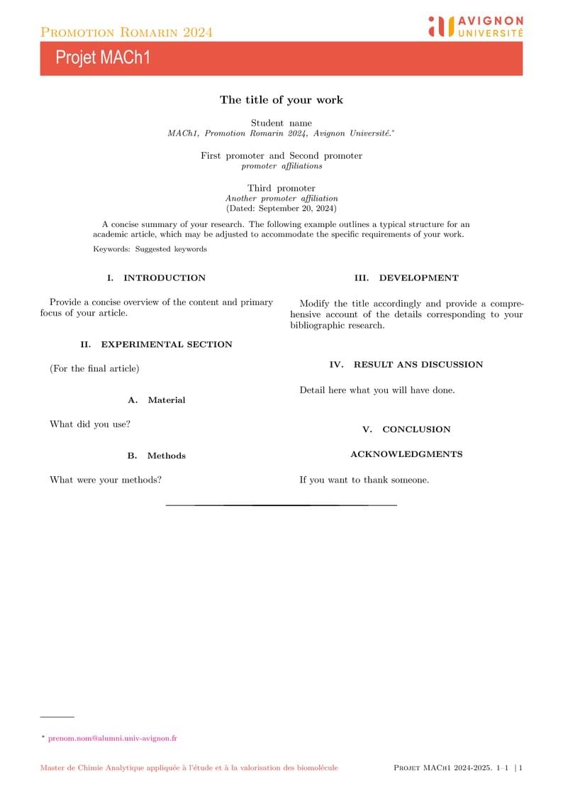 Project Master MACh (Avignon Université)