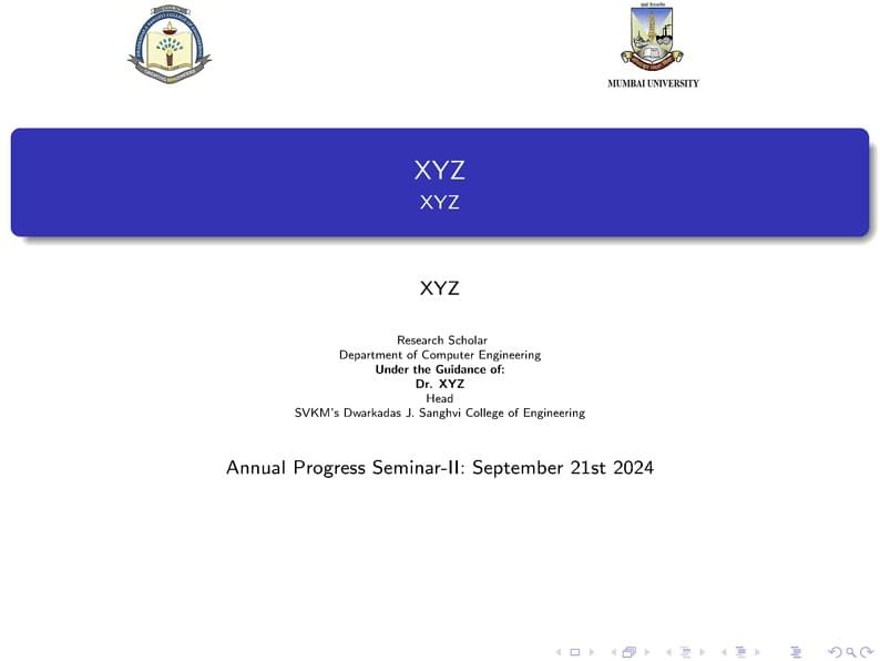 DJ Sanghavi College of Engineering Annual Progress Seminar Template