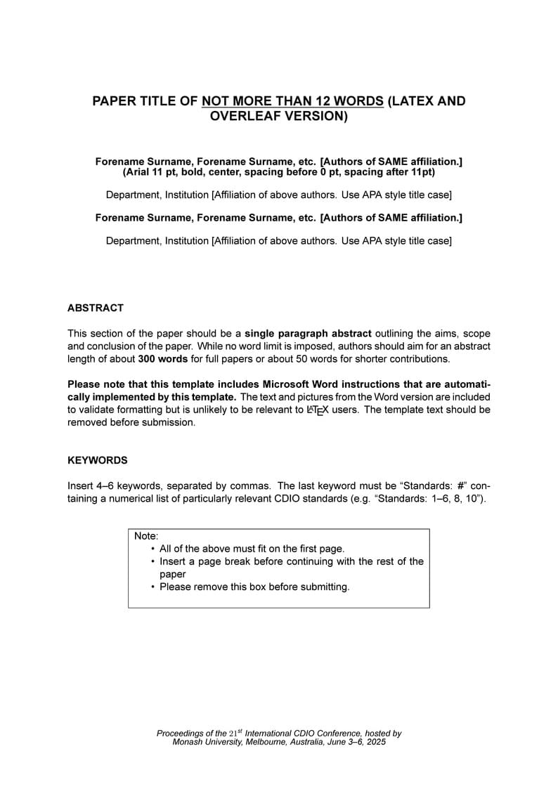 CDIO Conference 2025 Template