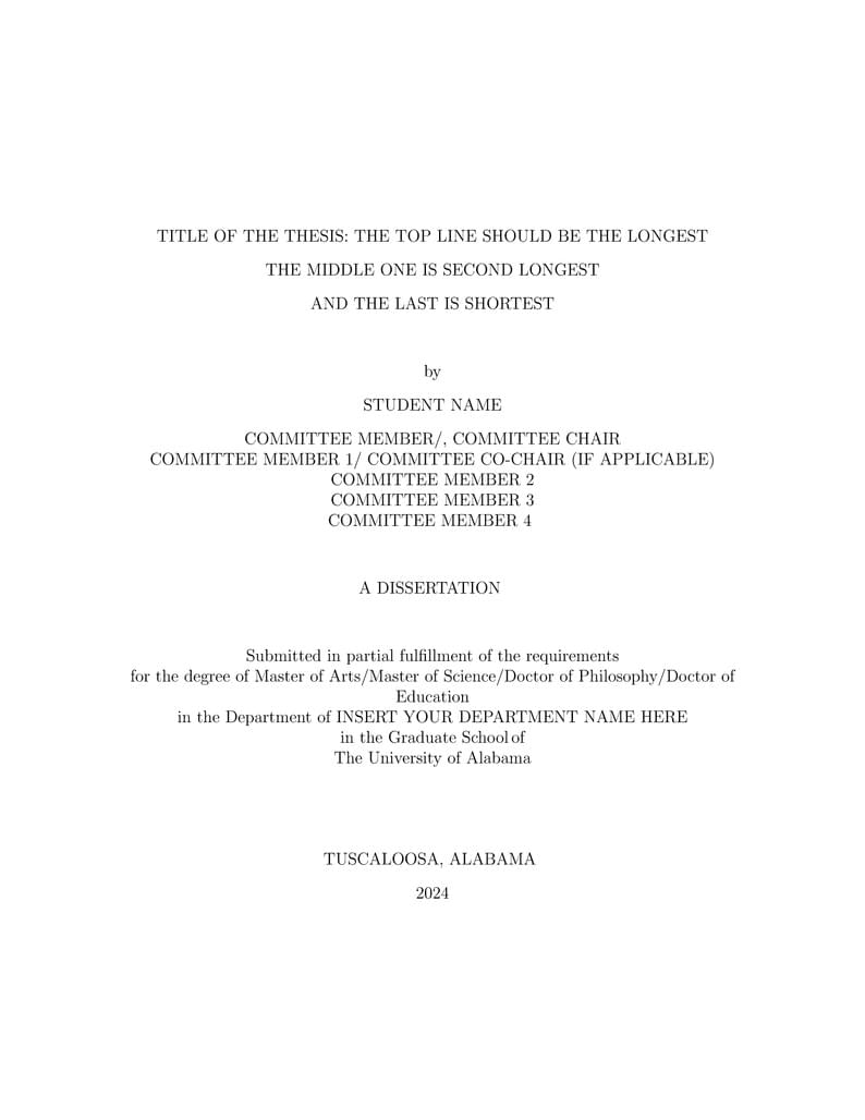 Thesis and Dissertation Template for University of Alabama