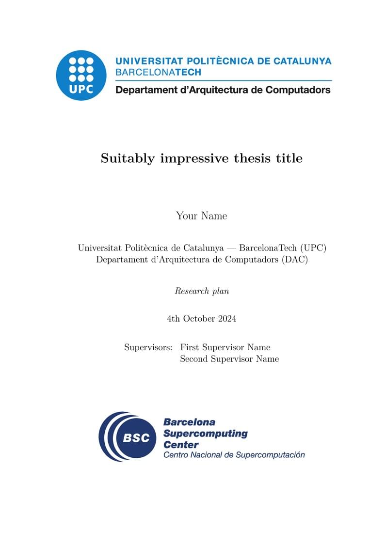 BSC Research Plan and Thesis - BSC PhD Training Programme