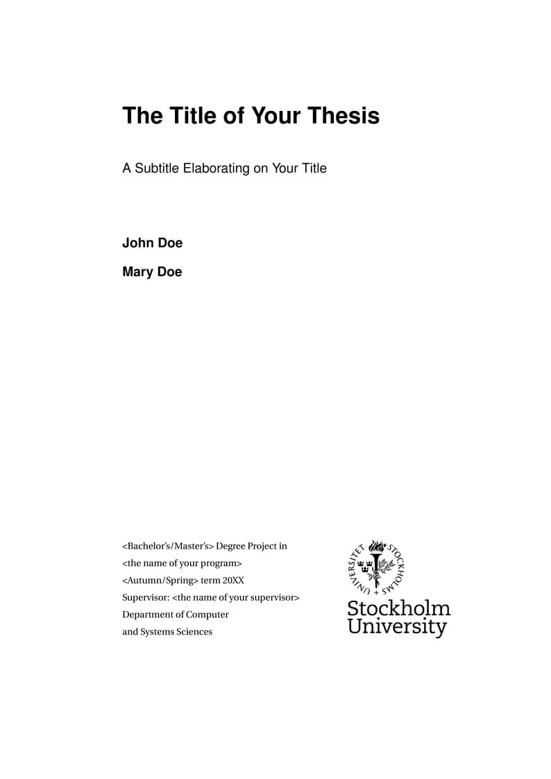 Thesis Template, DSV, Stockholm University