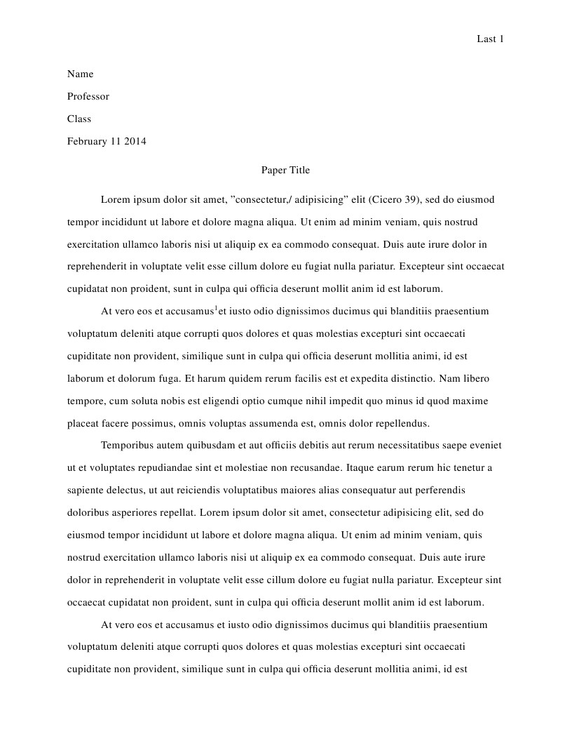 MLA Style Paper Template