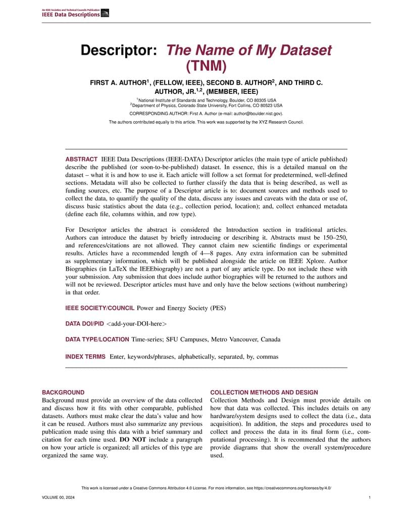 IEEE Data Descriptions