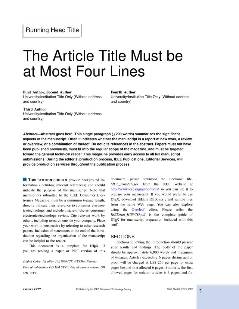 IEEE Consumer Electronics Magazine Template