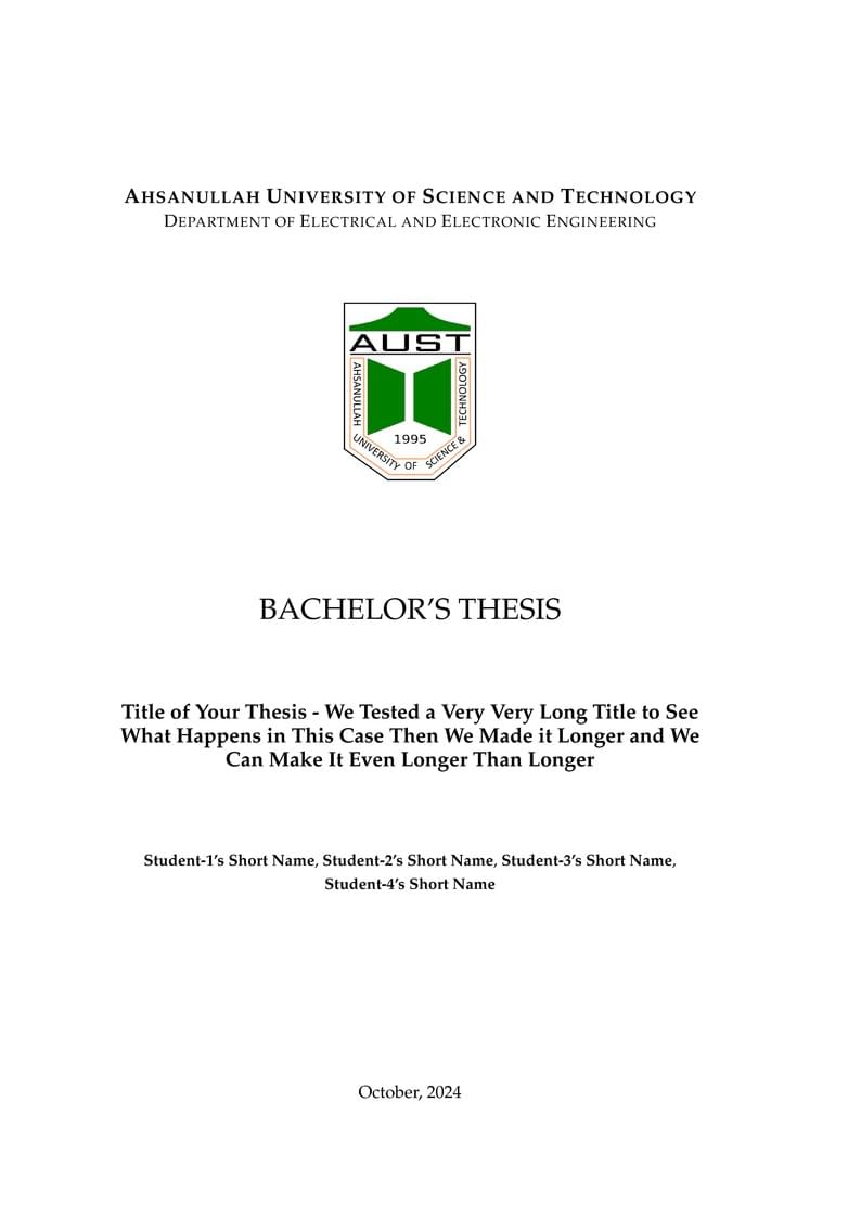 BSc Thesis Template - Ahsanullah University of Science and Technology (AUST)