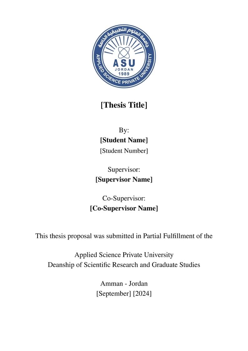 Applied Science Private University (ASU) - Master's Thesis Template (v1.4)