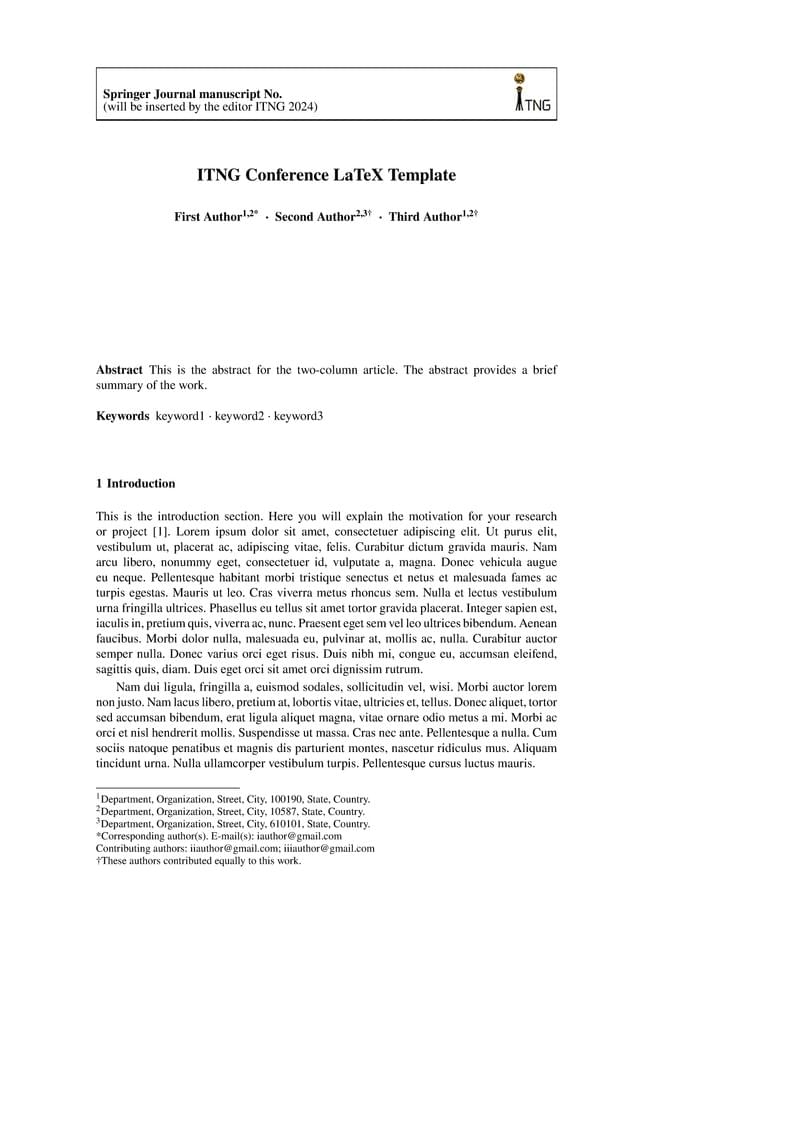 ITNG Overleaf Template (abstract)