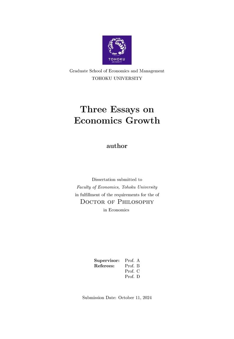 Tohoku University Thesis Template (M.Sc. / Ph.D.)
