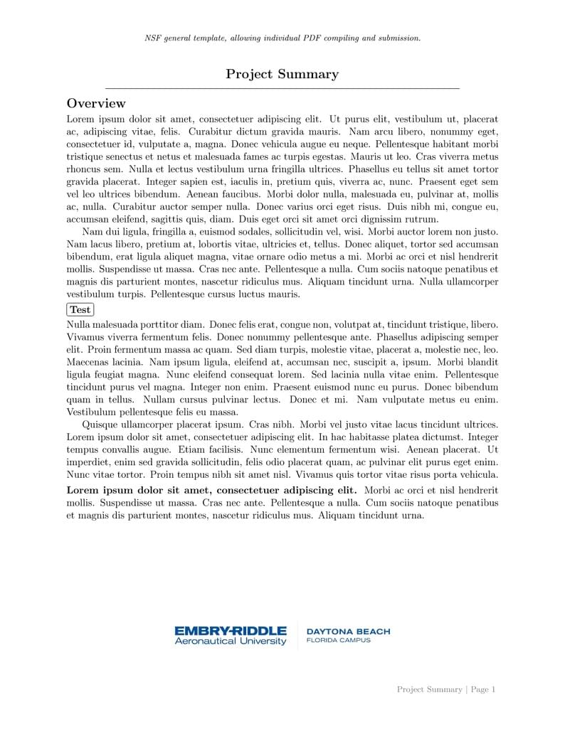 NSF Proposal Template with subfiles and bibtex