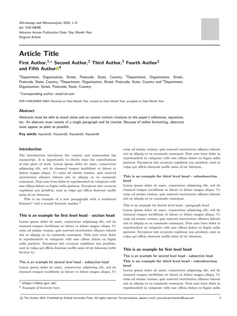 Microscopy and Microanalysis template