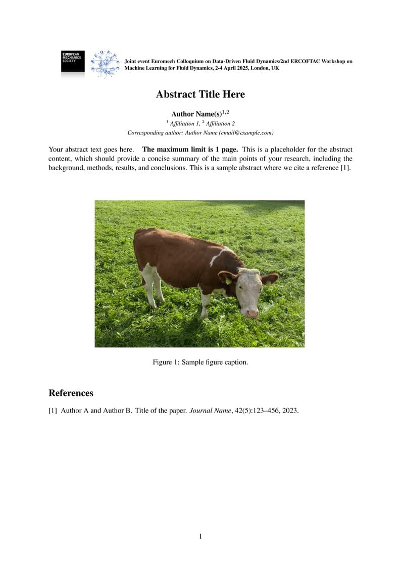 Joint event Euromech Colloquium on Data-Driven Fluid Dynamics/2nd ERCOFTAC Workshop on Machine Learning for Fluid Dynamics, 2-4 April 2025, London, UK