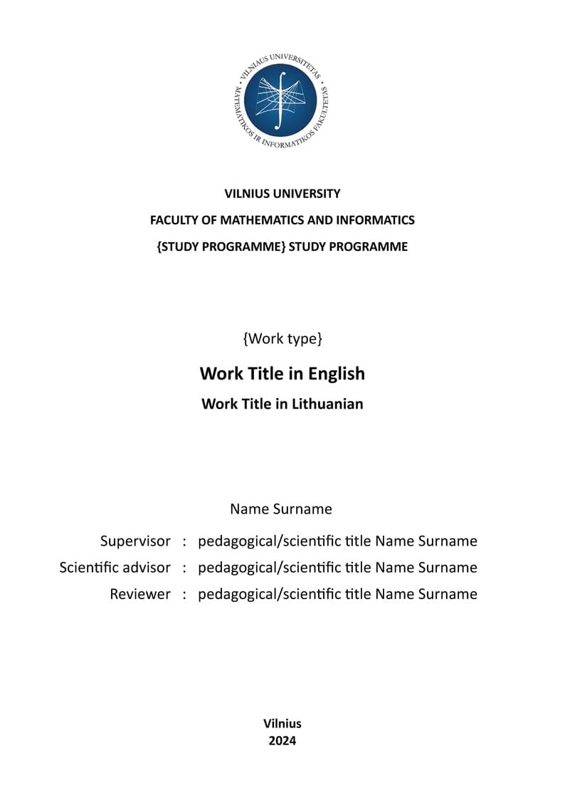 Vilnius Univesrity Template EN