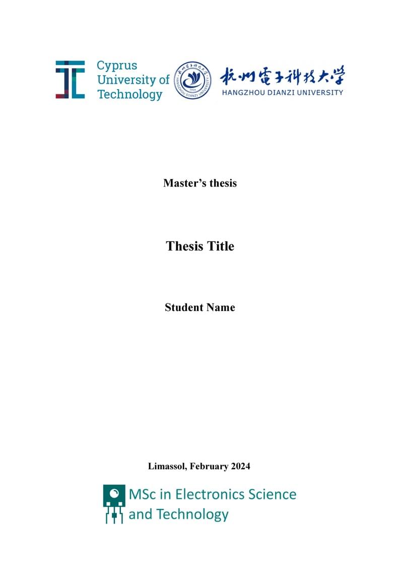 CUT MScEST Thesis Dissertation Template