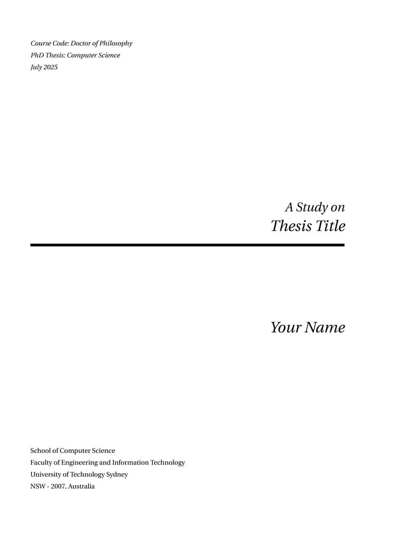 Thesis Template for The University of Technology Sydney (UTS)
