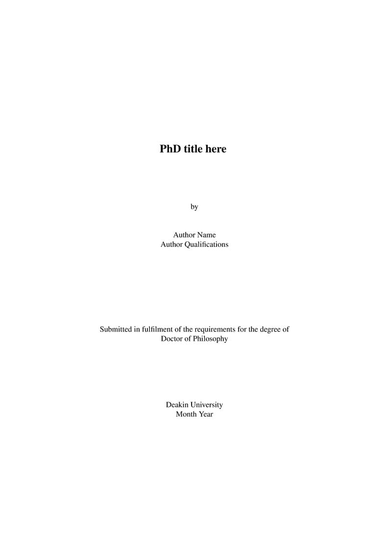 Deakin University SIT PhD Thesis Template (unofficial)
