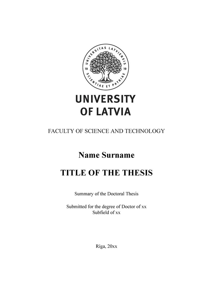 Summary of Doctoral Thesis UL FST