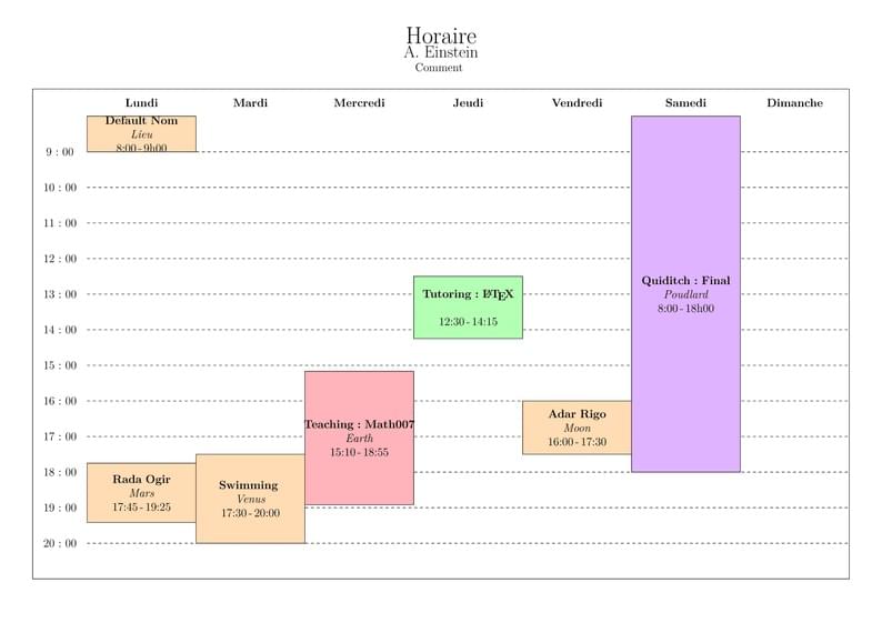 Timetable