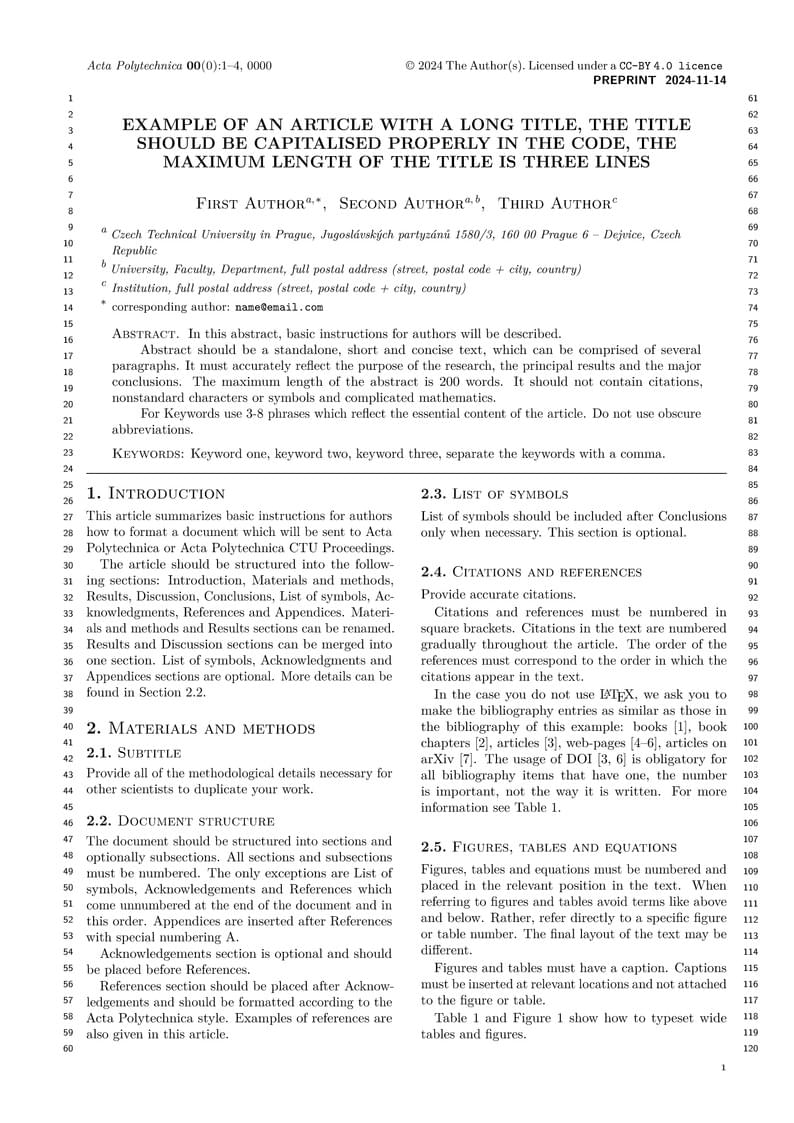 Acta Polytechnica - template/example