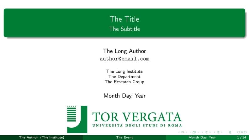 Tor Vergata University of Rome Beamer Template
