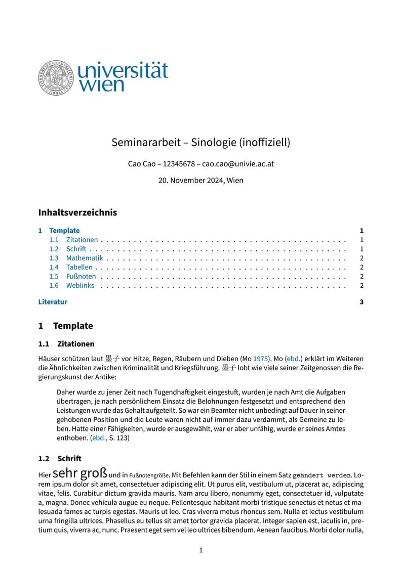 Universität Wien - Sinologie - Seminararbeit (inoffiziell)