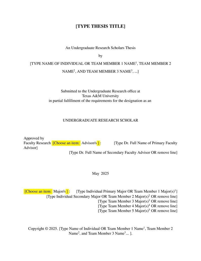 Texas A&M URS Thesis Template