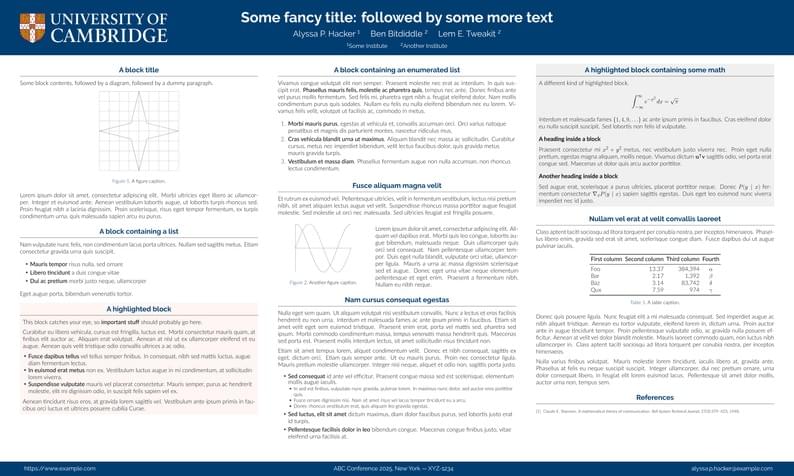 Unofficial Poster Template for University of Cambridge