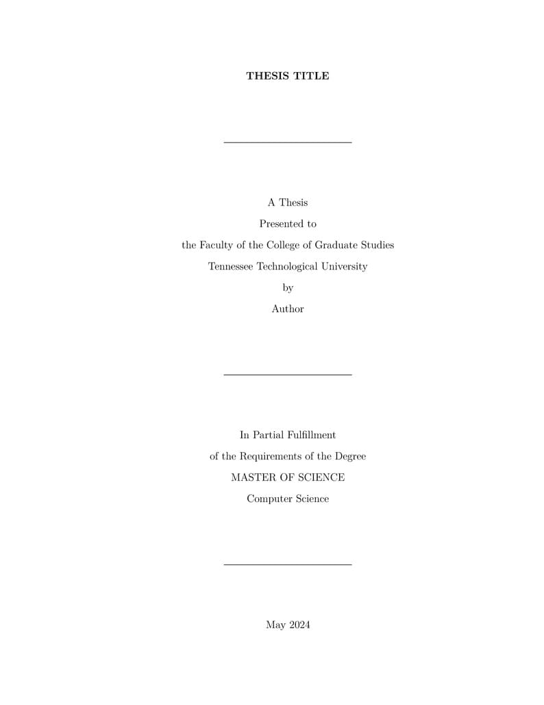 Tennessee Technological University - Thesis Template - v0.1