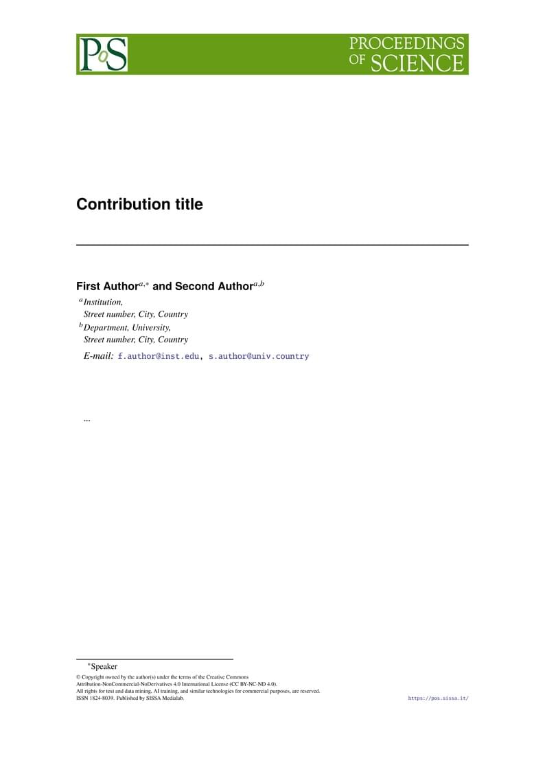 PoS - Proceedings of Science template