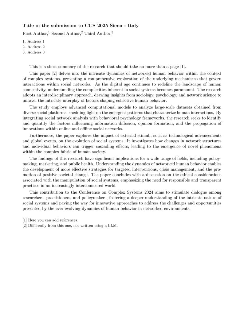 Abstract Template for CCS 2025 Siena