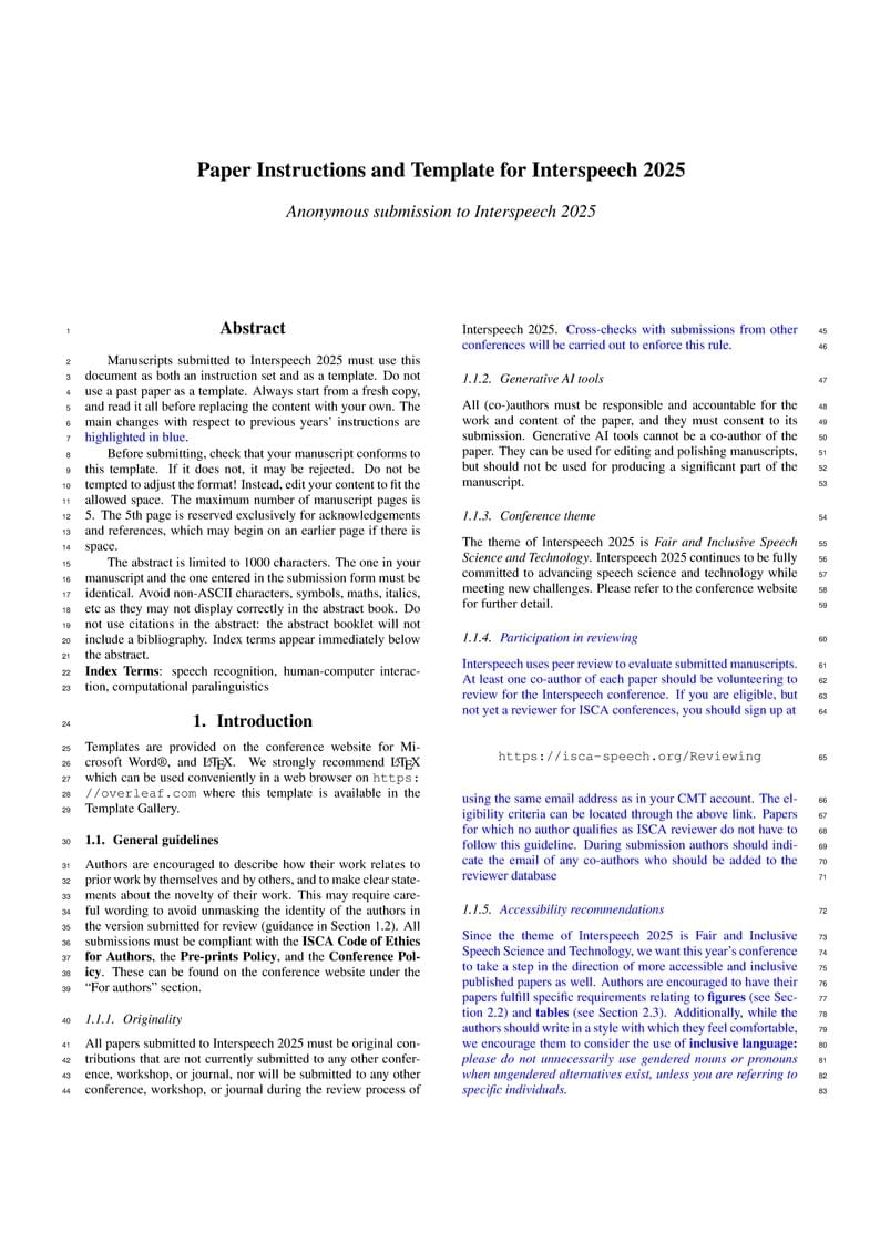 Interspeech Paper Kit