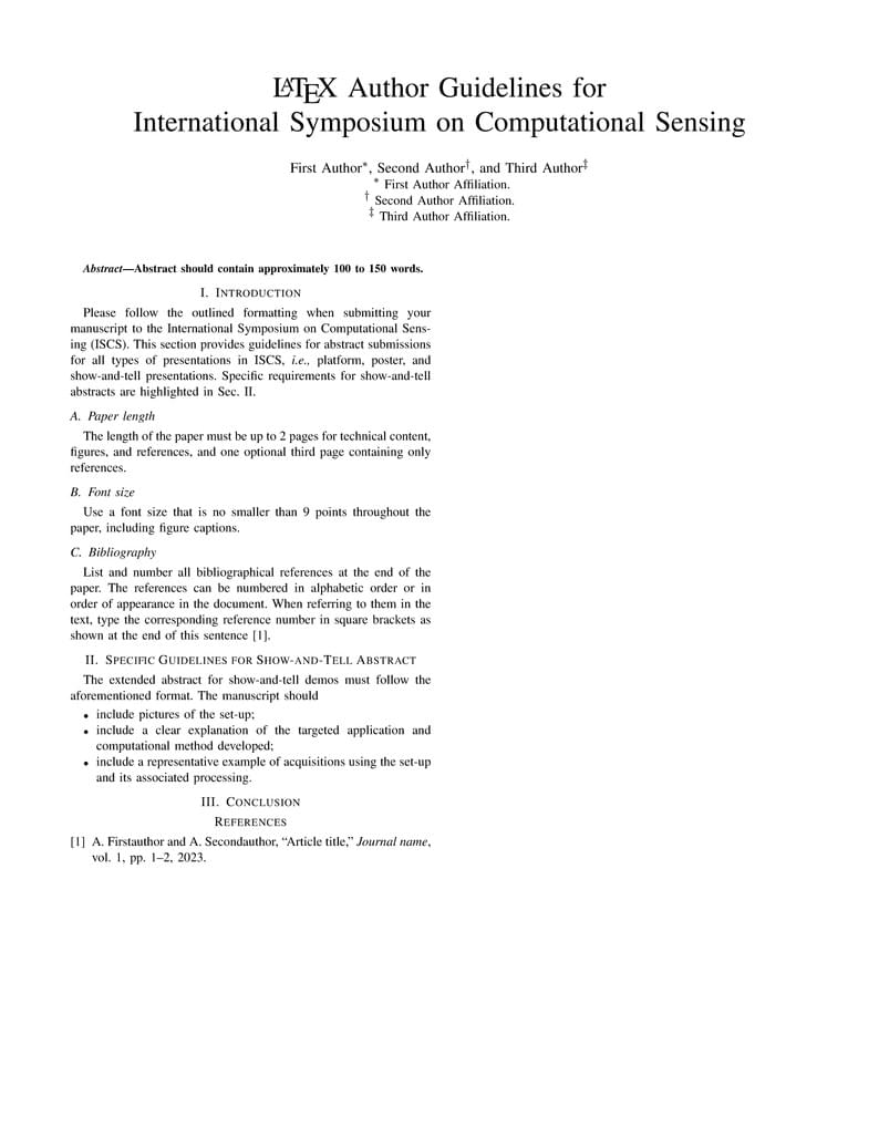 ISCS extended abstract template