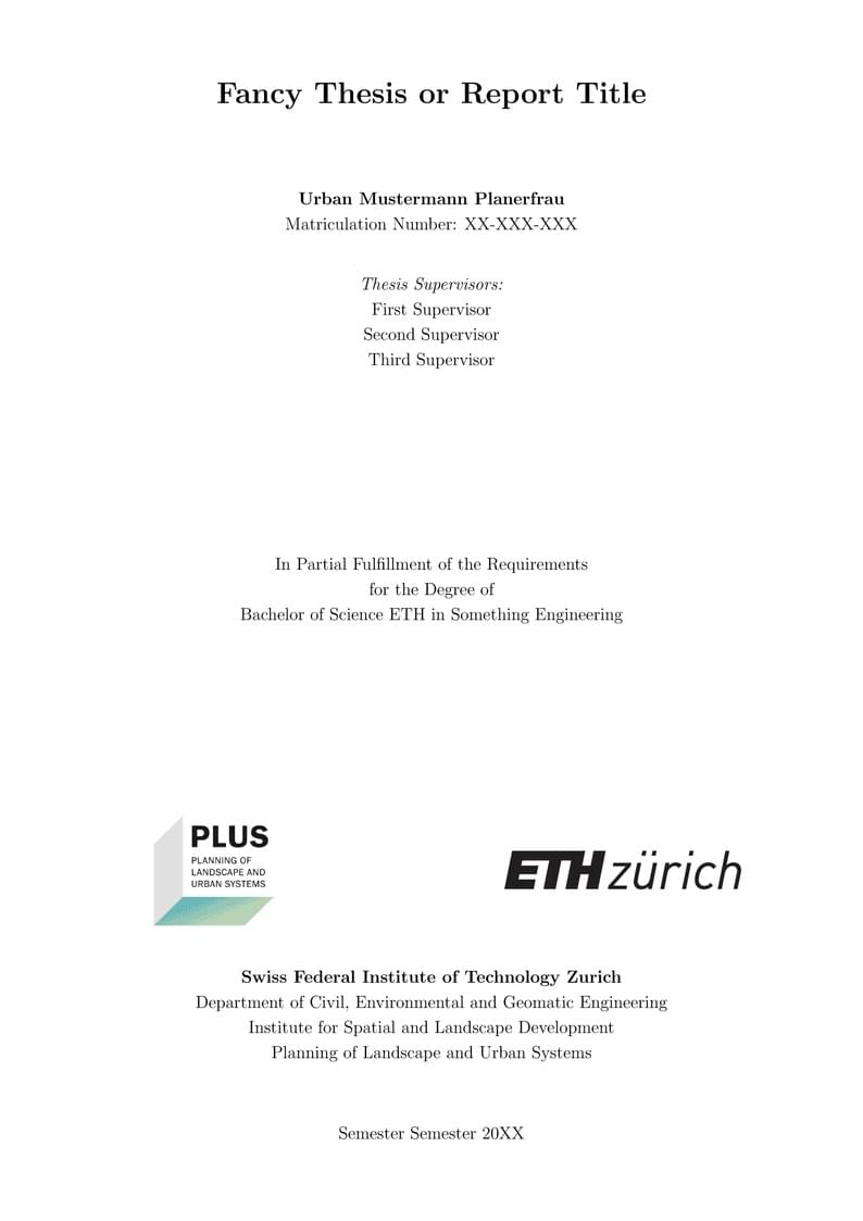 ETH Zurich PLUS Student Thesis Template